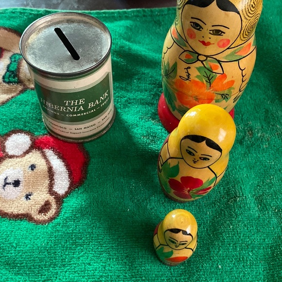Other - Vintage nesting dolls (3) and vintage piggy bank